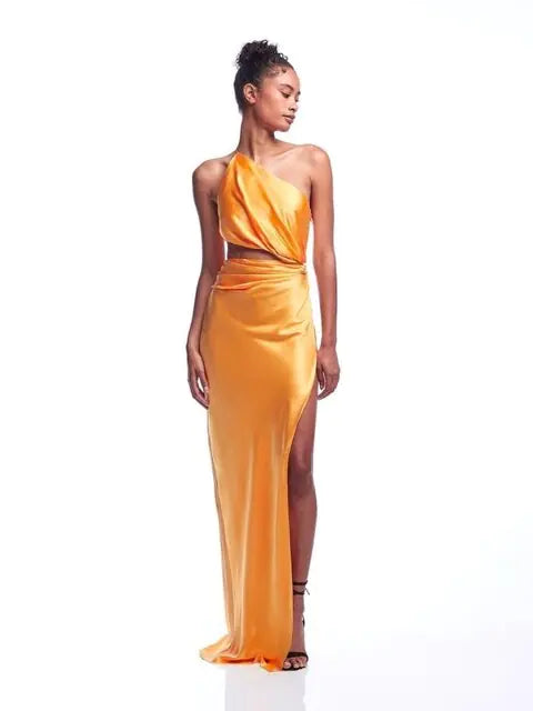 One Shoulder Hollow Dress - One Shoulder Waist Hollow Design - Store 48