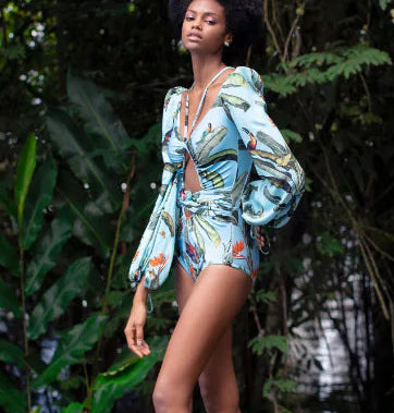 Vintage One Piece Swimsuit Long Sleeve Women's Plus Size Bathing Suit Monokini Summer Print Bandage - Store 48