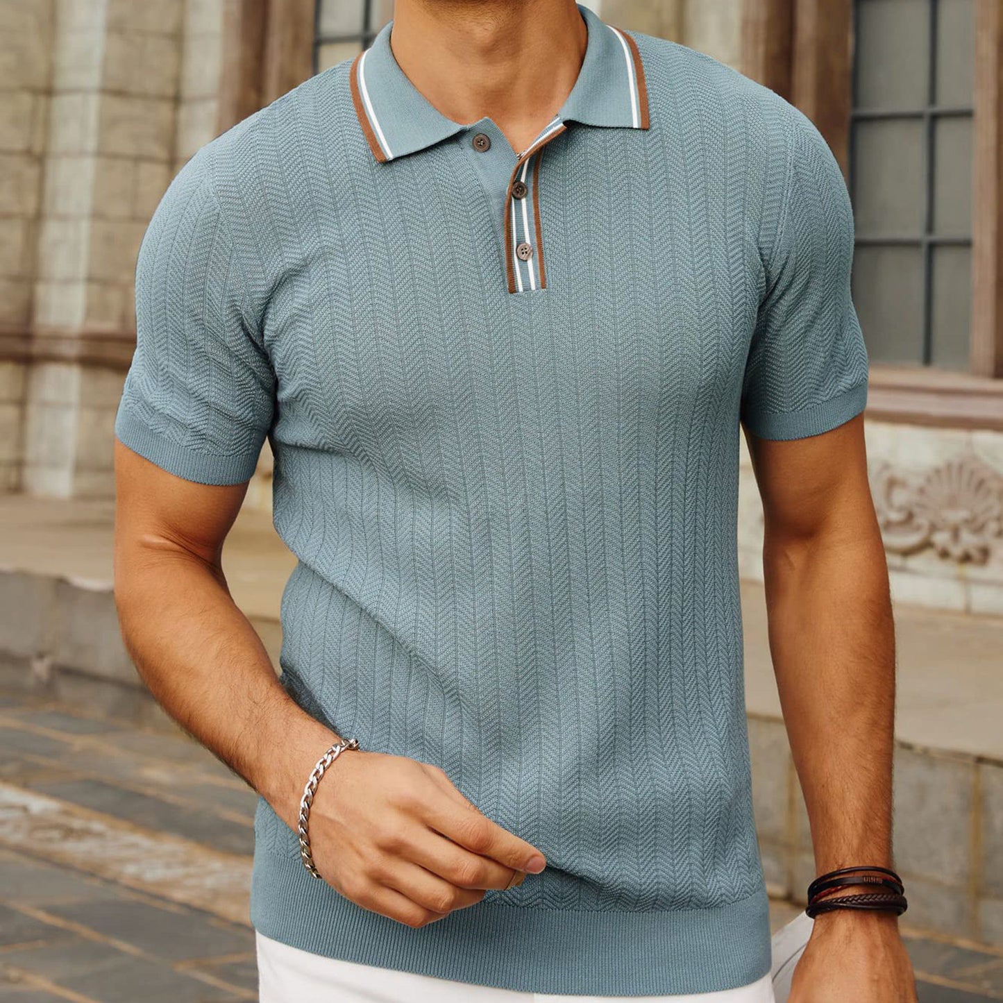 Men's Casual Short Sleeve Sweater - Simple Style