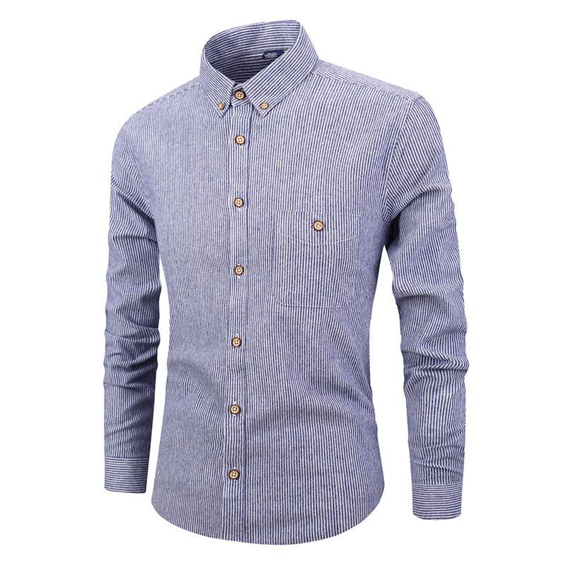 Men's Slim Fit Striped Shirt - Stylish Long Sleeved Design