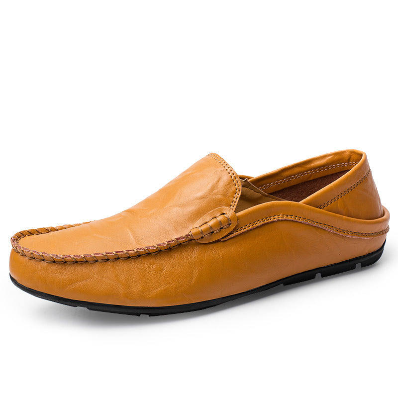 Genuine Leather Men's Shoes - Casual Cowhide British Soft Bottom Footwear