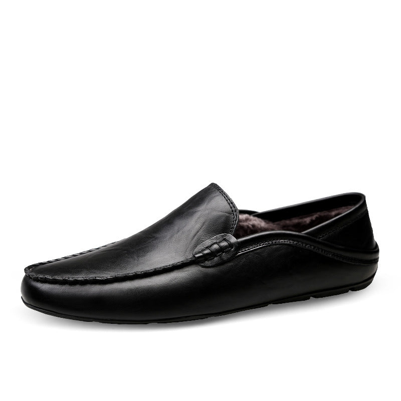 Genuine Leather Men's Shoes - Casual Cowhide British Soft Bottom Footwear