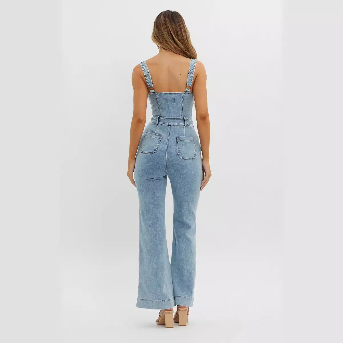 Adjustable Cowboy Trousers with Adjustable Shoulder Strap and Slim Fit Design