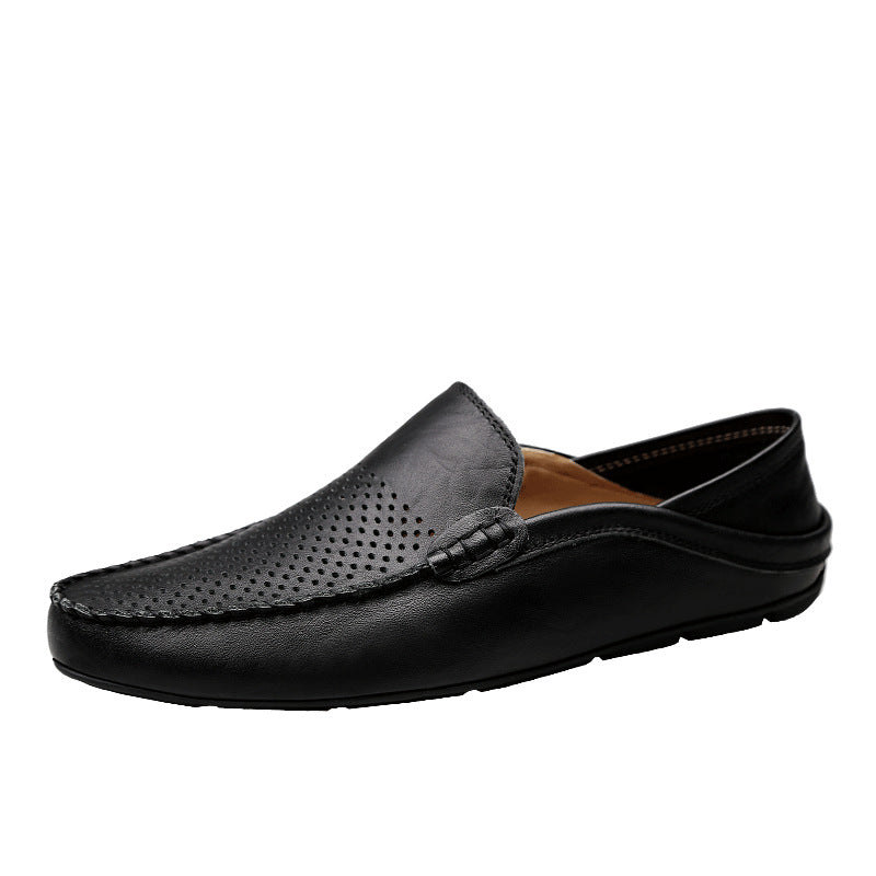 Genuine Leather Men's Shoes - Casual Cowhide British Soft Bottom Footwear