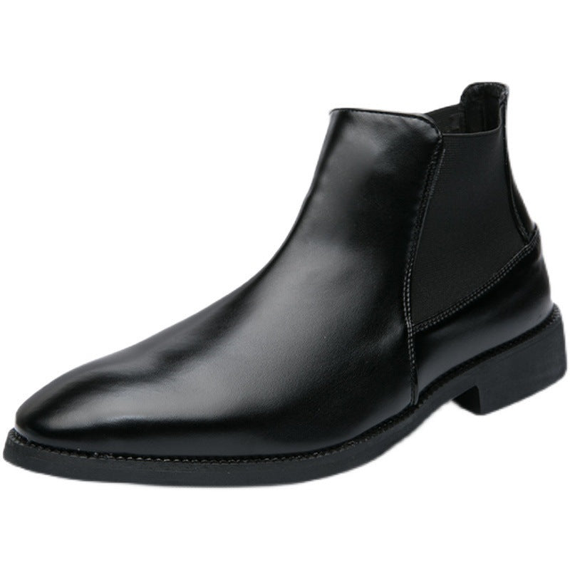 Middle High Top Leather Boots for Business Formal Wear
