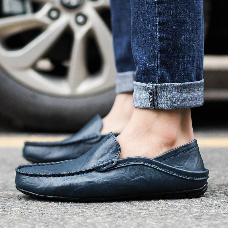 Genuine Leather Men's Shoes - Casual Cowhide British Soft Bottom Footwear