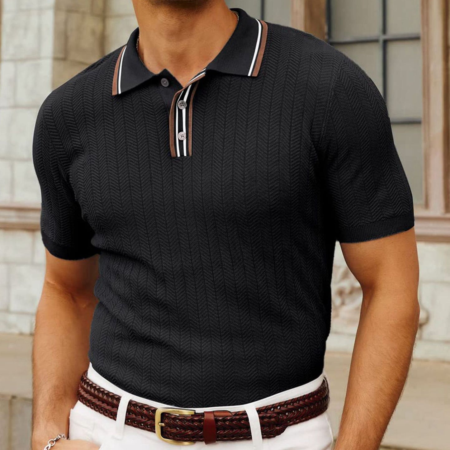 Men's Casual Short Sleeve Sweater - Simple Style