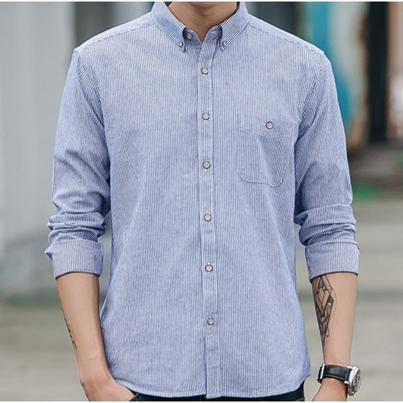 Men's Slim Fit Striped Shirt - Stylish Long Sleeved Design