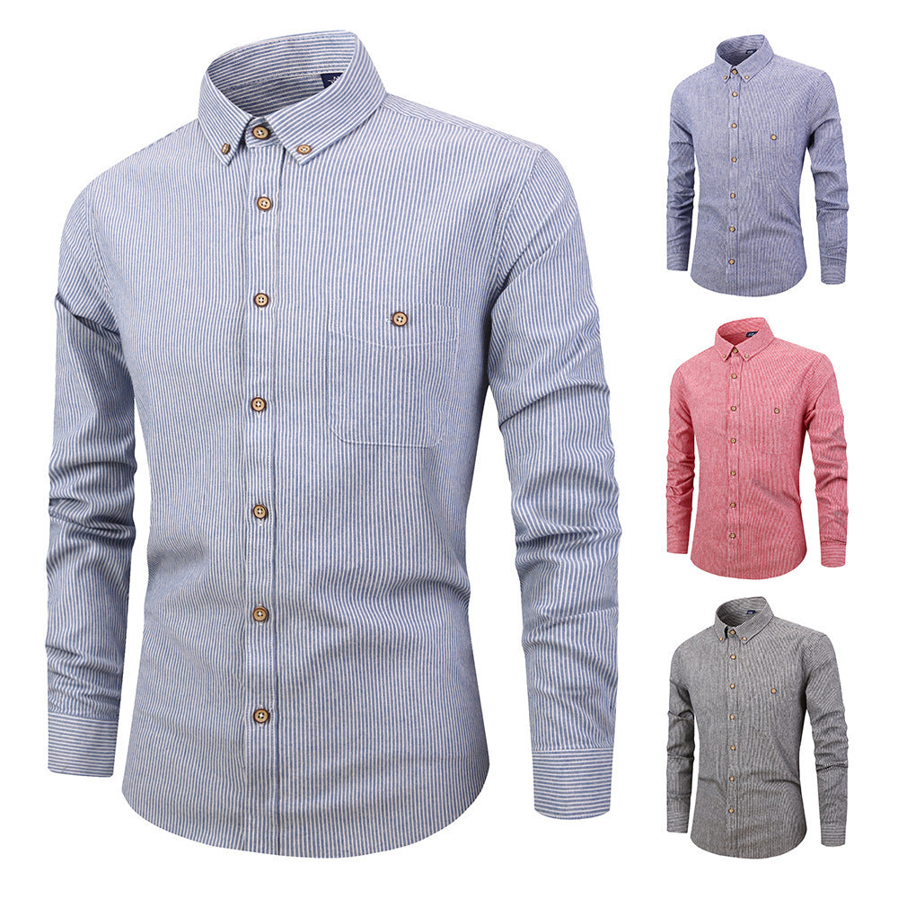 Men's Slim Fit Striped Shirt - Stylish Long Sleeved Design