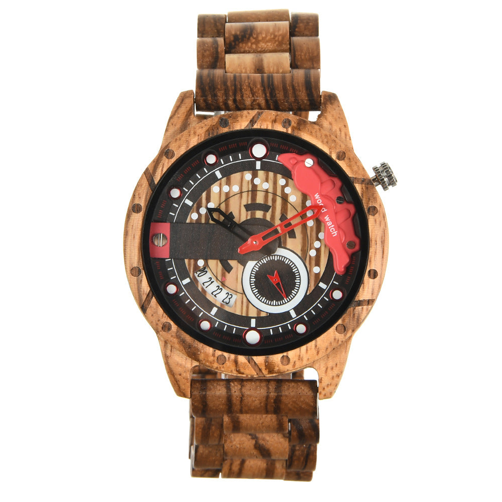 Personal Leisure Quartz Large Dial Men's Wooden Watch - Stylish Men's Wooden Watch