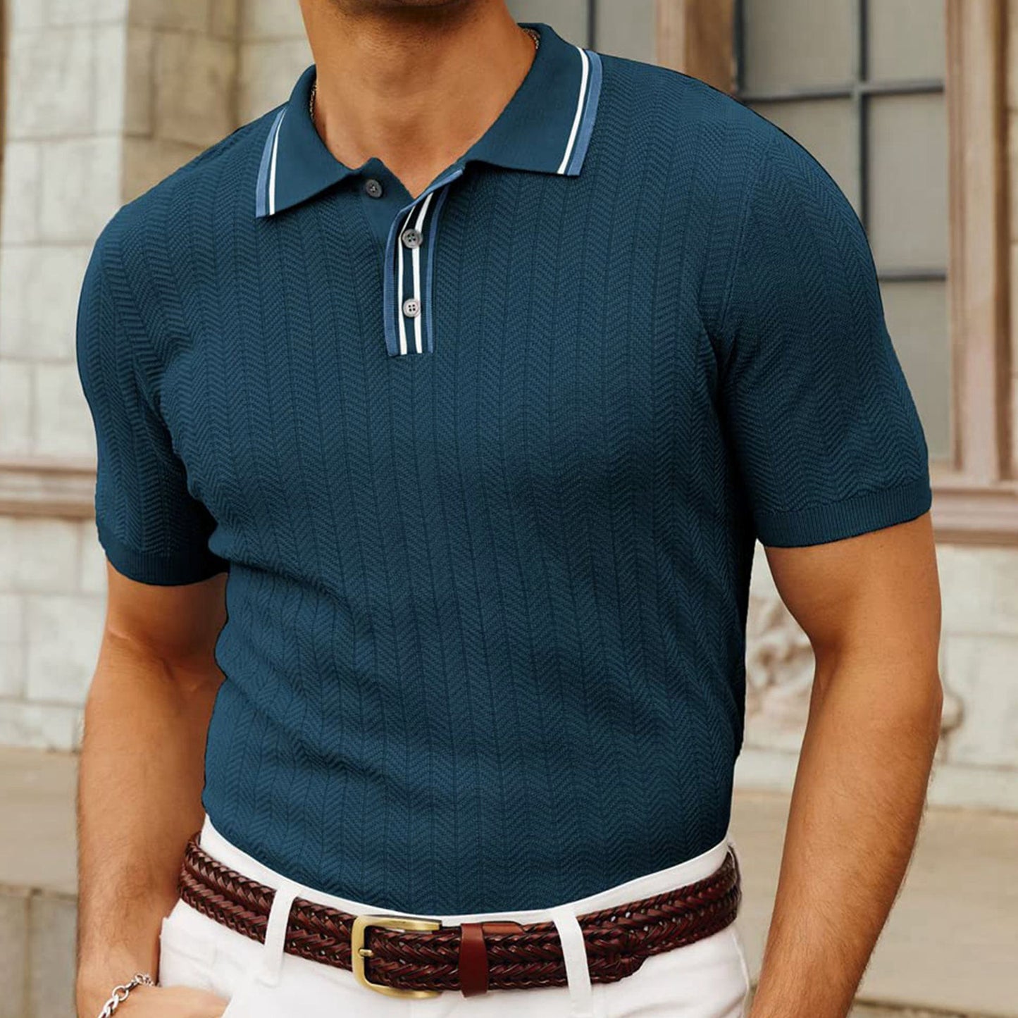 Men's Casual Short Sleeve Sweater - Simple Style