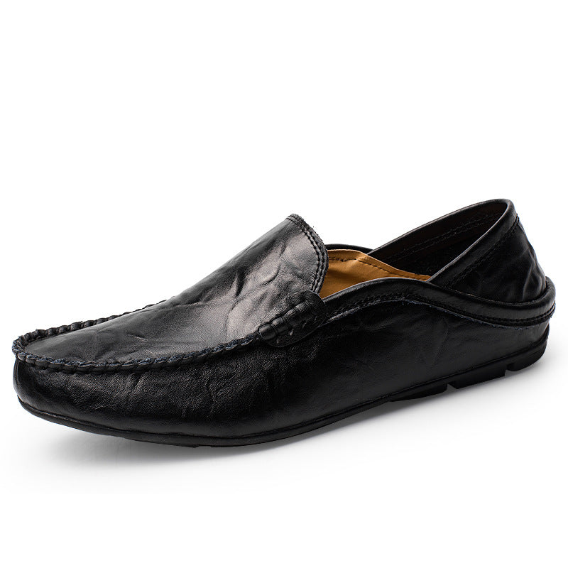 Genuine Leather Men's Shoes - Casual Cowhide British Soft Bottom Footwear
