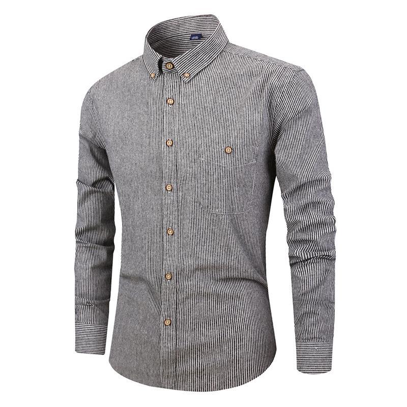 Men's Slim Fit Striped Shirt - Stylish Long Sleeved Design