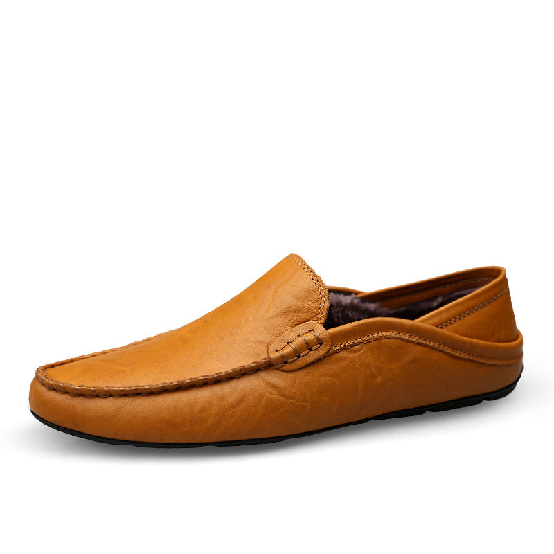 Genuine Leather Men's Shoes - Casual Cowhide British Soft Bottom Footwear
