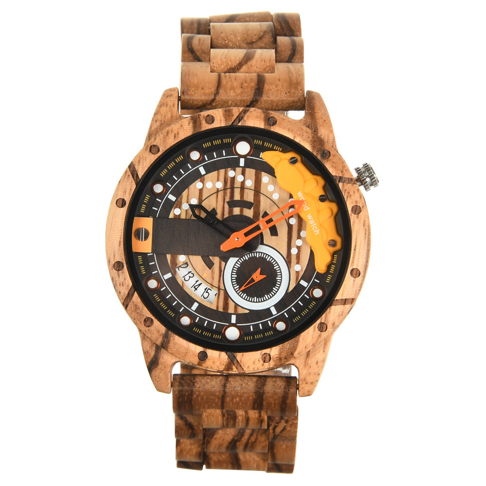 Personal Leisure Quartz Large Dial Men's Wooden Watch - Stylish Men's Wooden Watch
