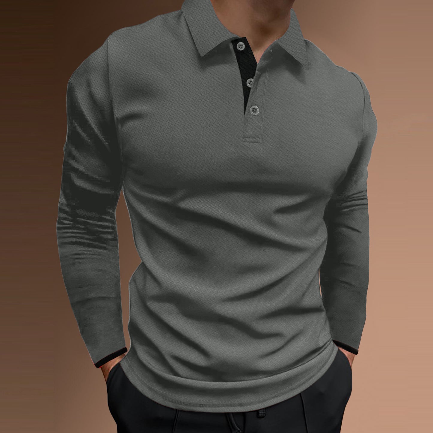 Sports Fitness Long Sleeve Shirt Stand Collar Stretch Vertical Bar Design