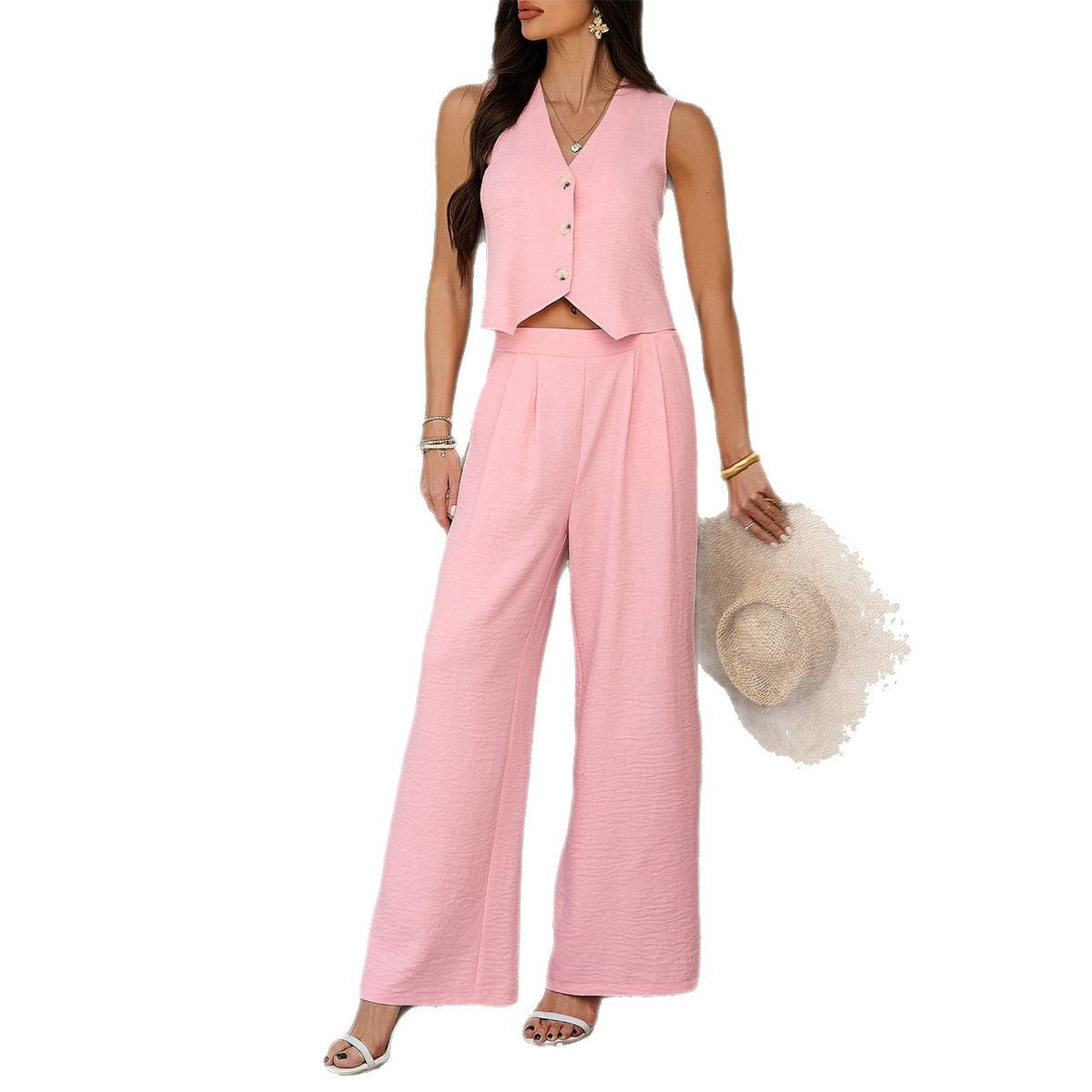 Holiday Vest Suit Trousers - Wide Leg Trousers Set