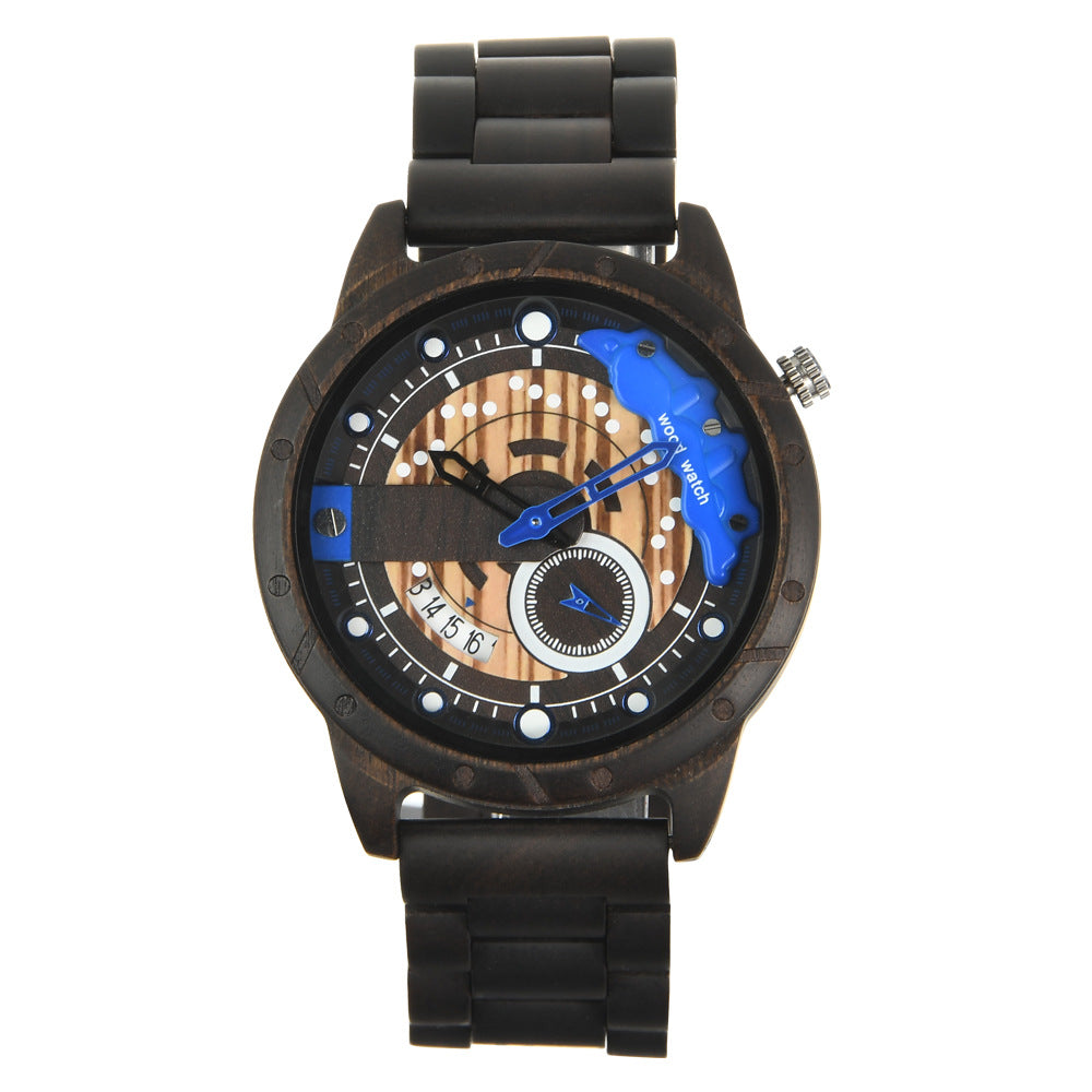 Personal Leisure Quartz Large Dial Men's Wooden Watch - Stylish Men's Wooden Watch