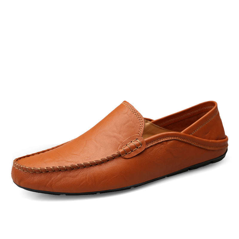 Genuine Leather Men's Shoes - Casual Cowhide British Soft Bottom Footwear