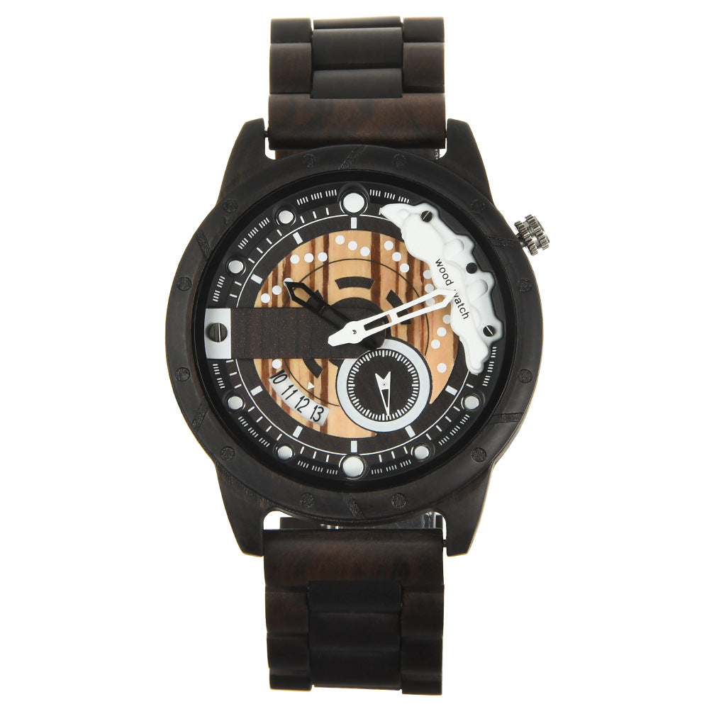 Personal Leisure Quartz Large Dial Men's Wooden Watch - Stylish Men's Wooden Watch
