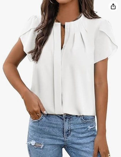 Women's Button Decorated Short-Sleeved Shirt Casual Top