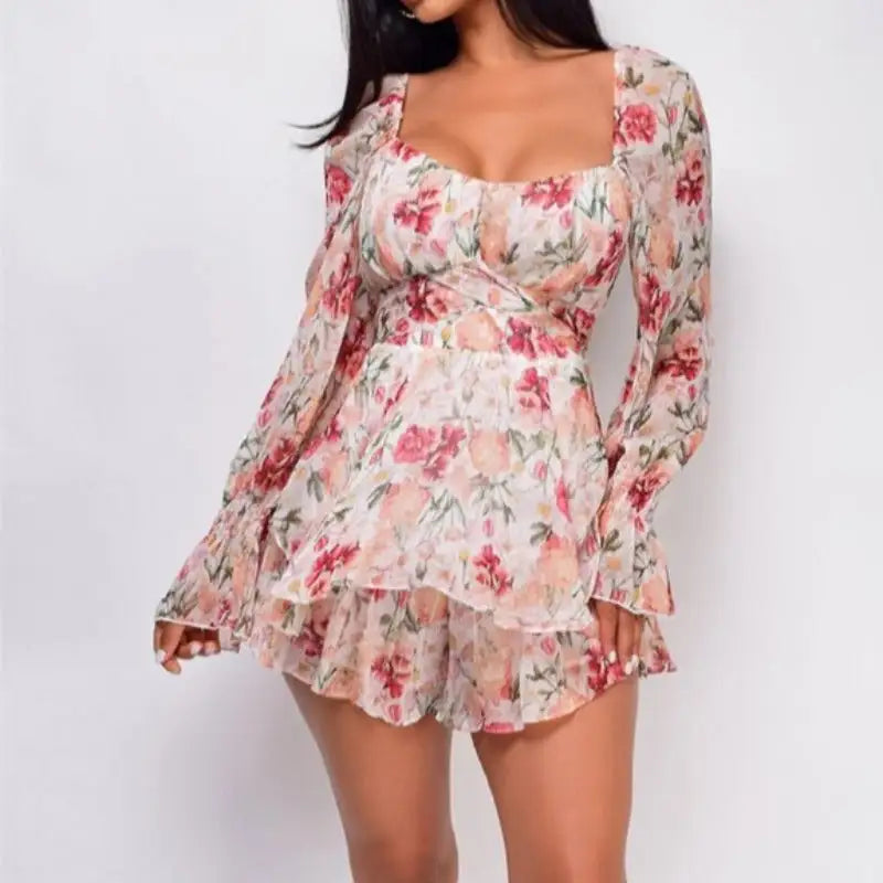 Square Collar Backless Romper for Stylish Summer Fashion