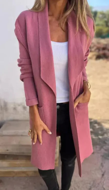 Fall Winter Knitted Cardigan Mid-length Thin Woolen Coat