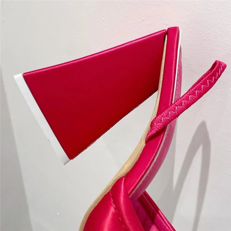 Summer Silk Block Heels - Slides Mules with Thick Heels