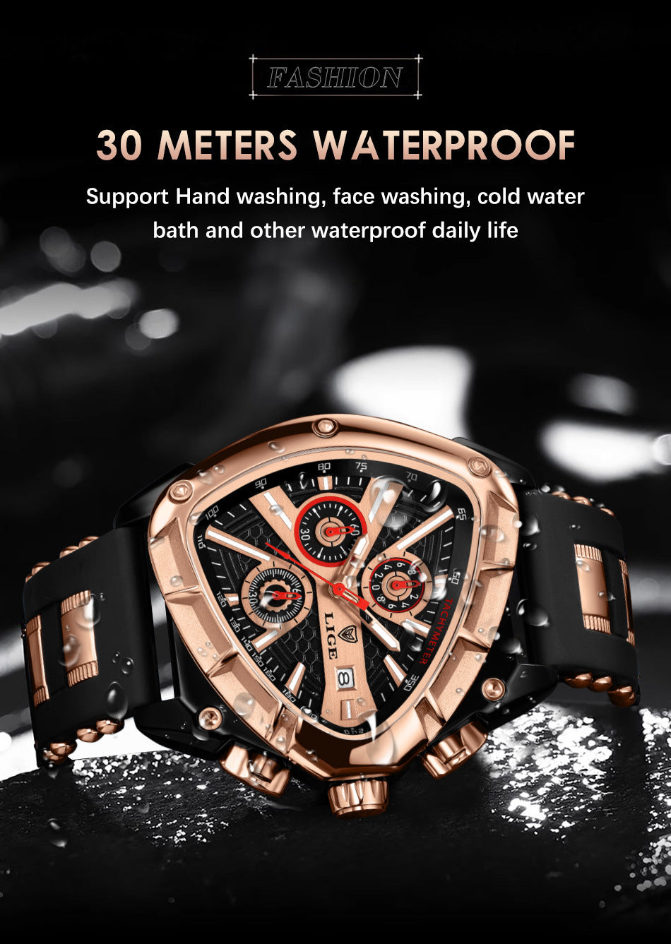 Polygon Men's Waterproof Luminous Watch with Calendar Function