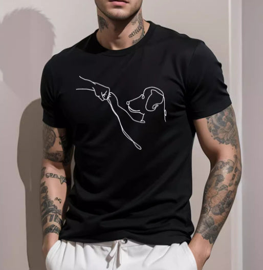 Spring and Summer Men's Letter Printed T-shirt Regular Pattern