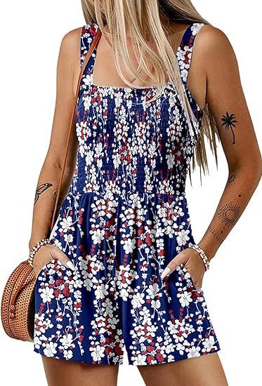 Flower Print Jumpsuit Summer Fashion Sleeveless Beach Bodysuit