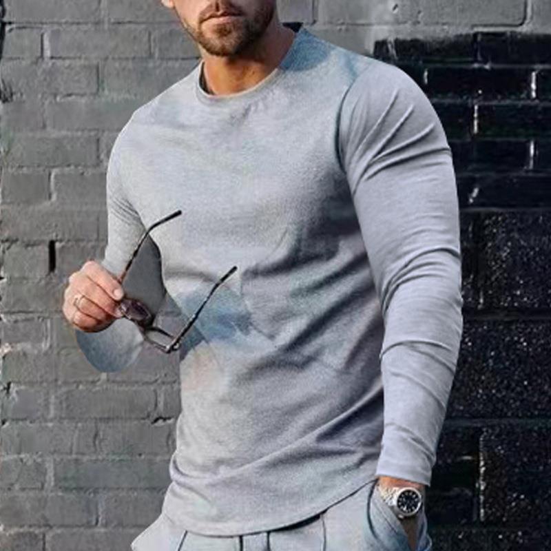 Men's Long-sleeved Top Solid Color Trendy Loose Fit