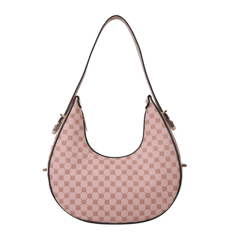 Casual Printed One Shoulder Crescent Bag - Western Style Underarm Bag
