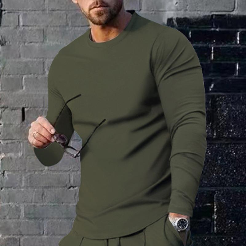 Men's Long-sleeved Top Solid Color Trendy Loose Fit