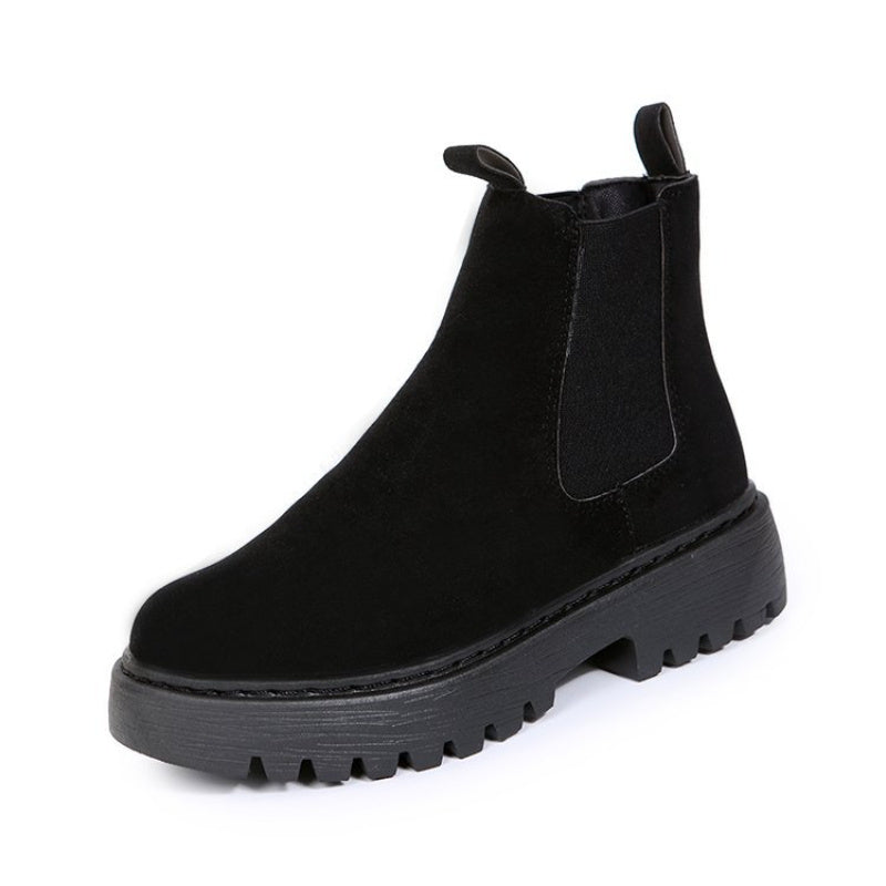 Women's Chunky Ankle Boots - Solid Color Platform for Autumn Winter, Stylish Footwear