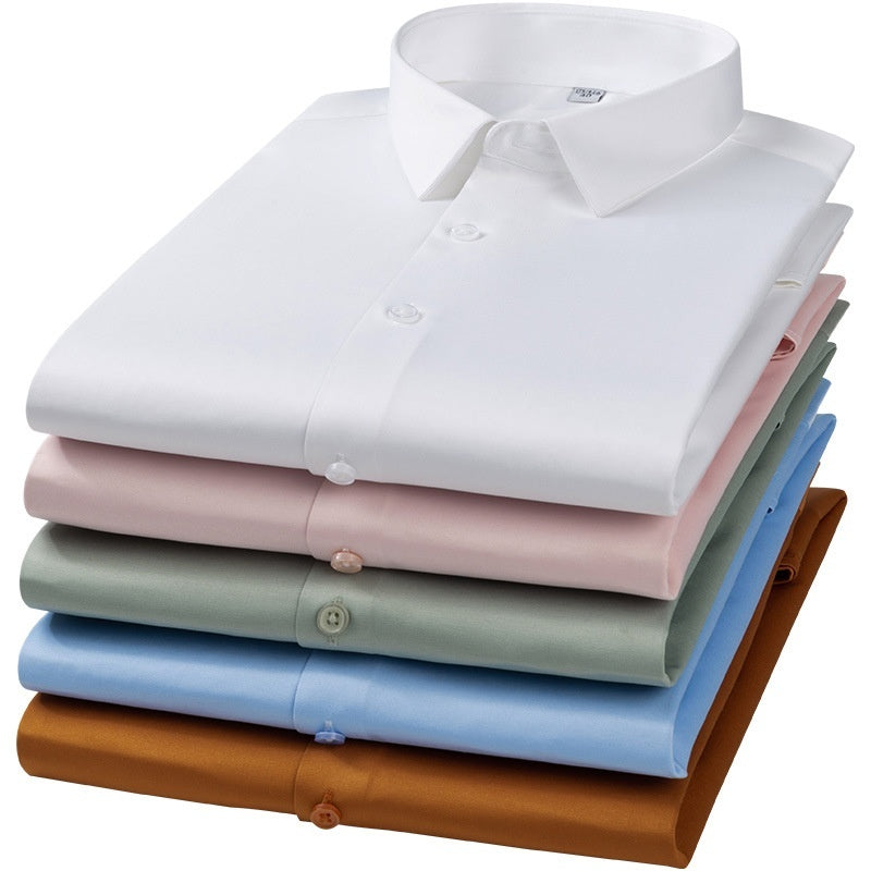 Seamless Elastic Vertical Men's Long Sleeve Elastic Shirt - Solid Color