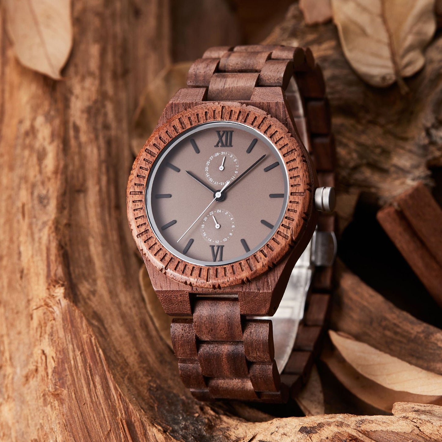 Men's Wooden Watch - Multi-functional Quartz Movement