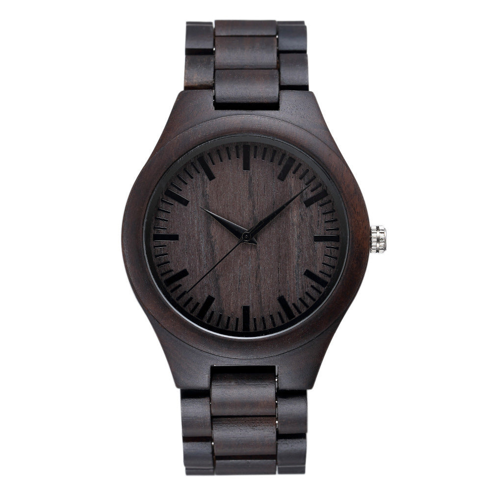 Men's and Women's Large Dial Wood Watch - Quartz Timepiece