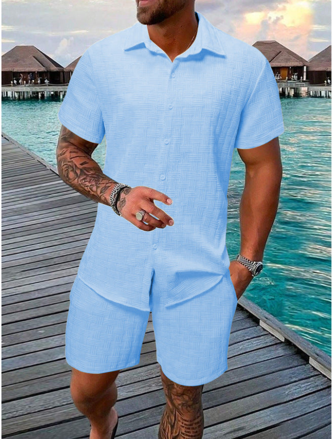 Summer Jacquard Suit in Black and White Solid Color