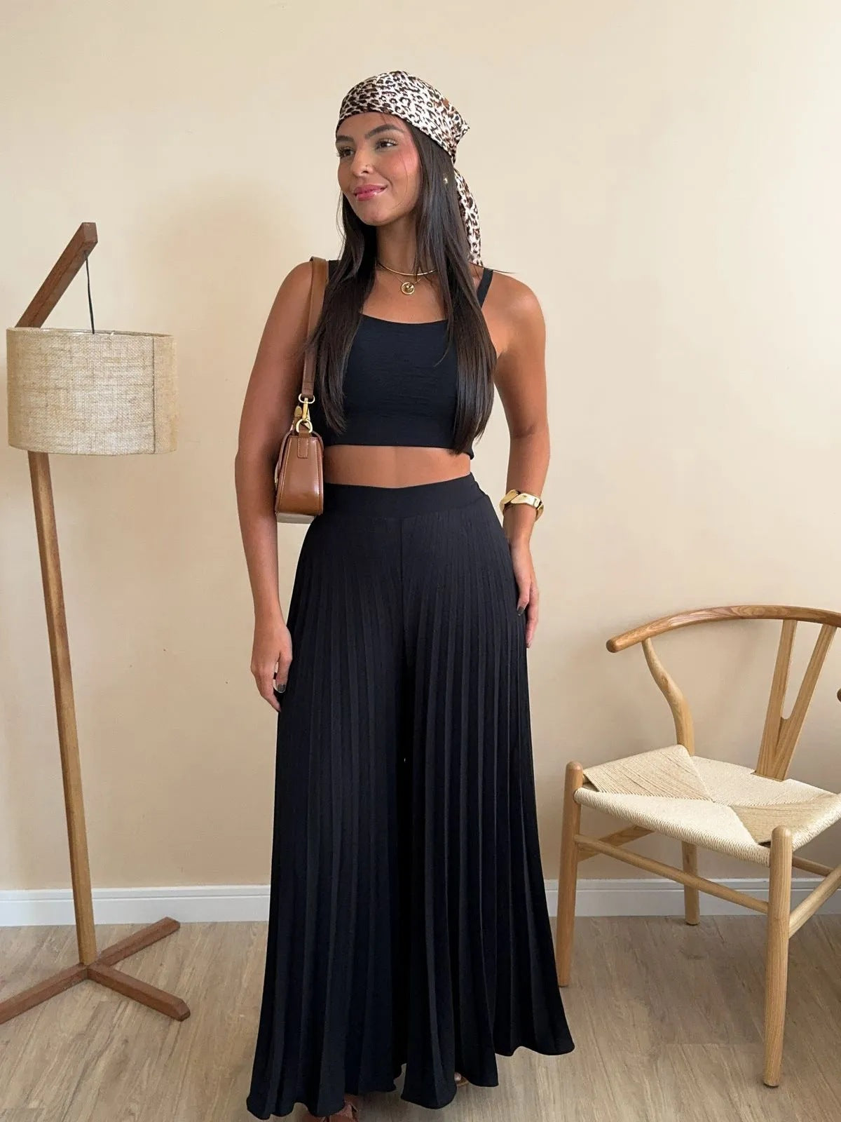 Camisole Wide Leg Pants Set - Pleated Loose Fit Two-piece Outfit