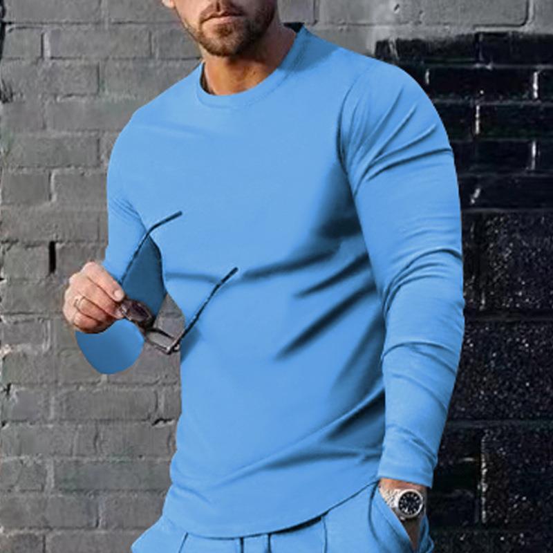 Men's Long-sleeved Top Solid Color Trendy Loose Fit