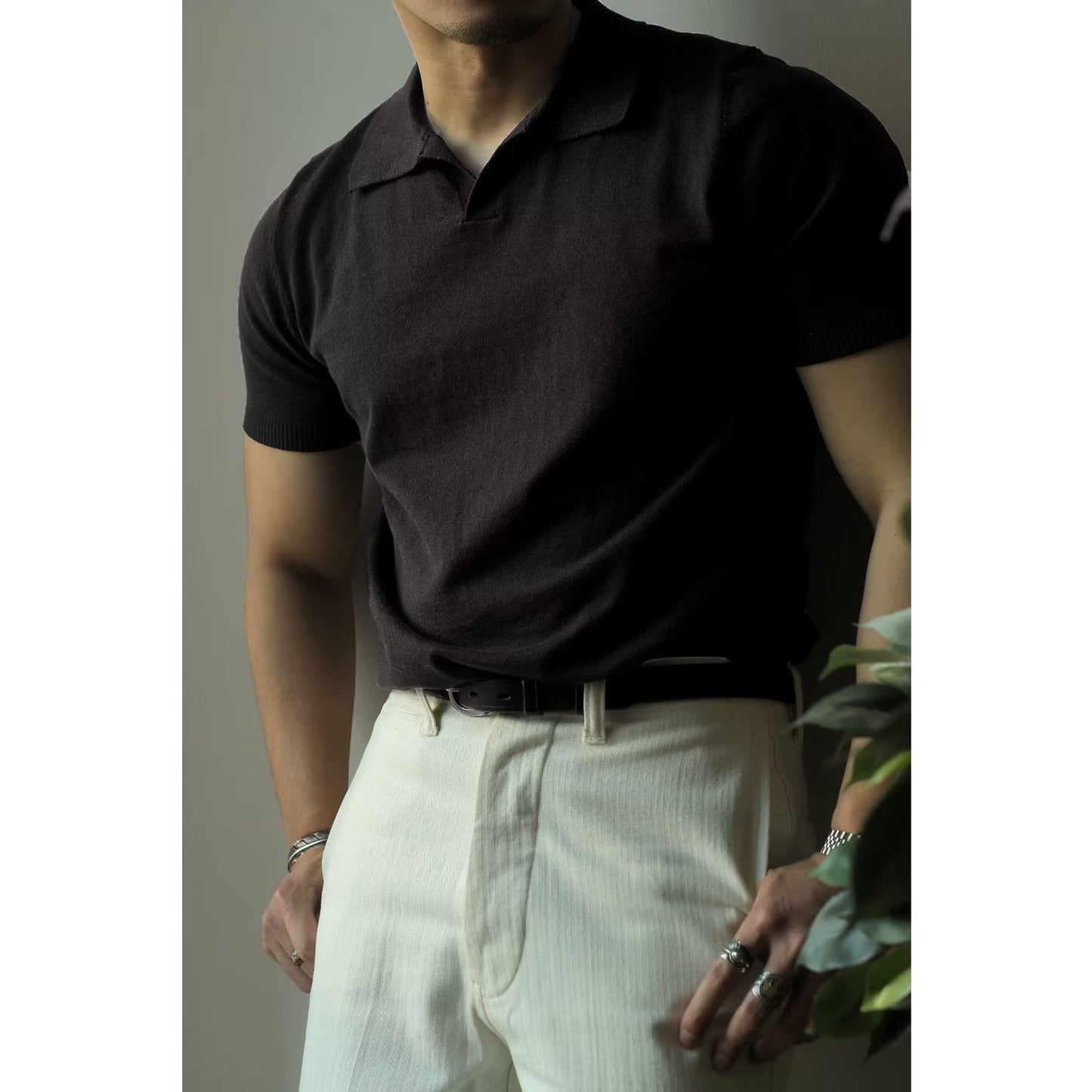 Men's Summer T-shirt - Knitted Light Luxury Cool Short-sleeved T-shirt