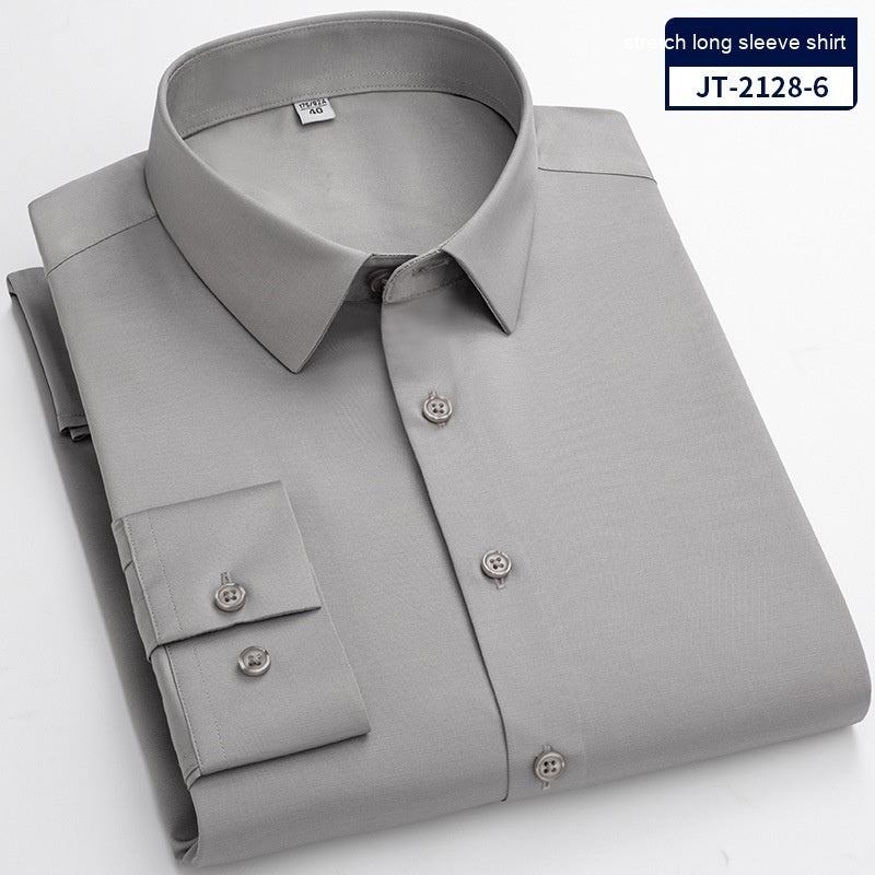 Seamless Elastic Vertical Men's Long Sleeve Elastic Shirt - Solid Color