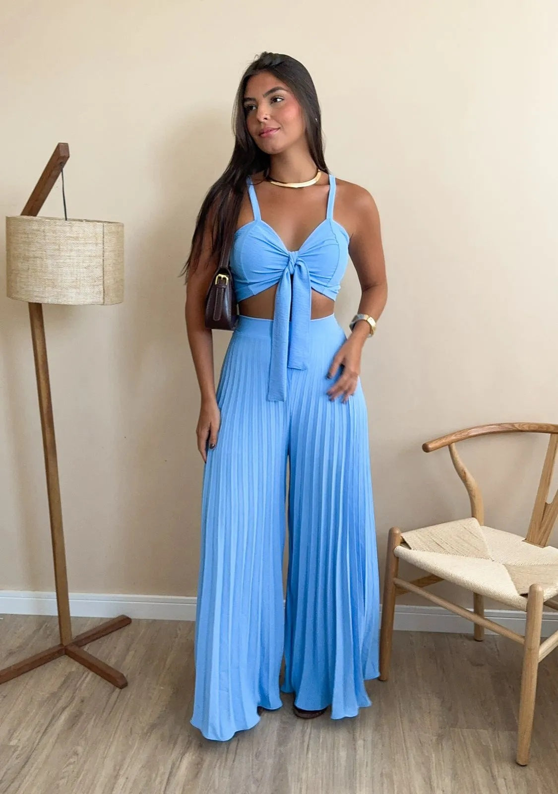 Camisole Wide Leg Pants Set - Pleated Loose Fit Two-piece Outfit
