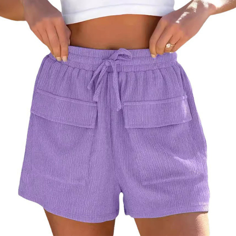 Summer Drawstring Shorts With Pockets for Women - Casual Sports Pants