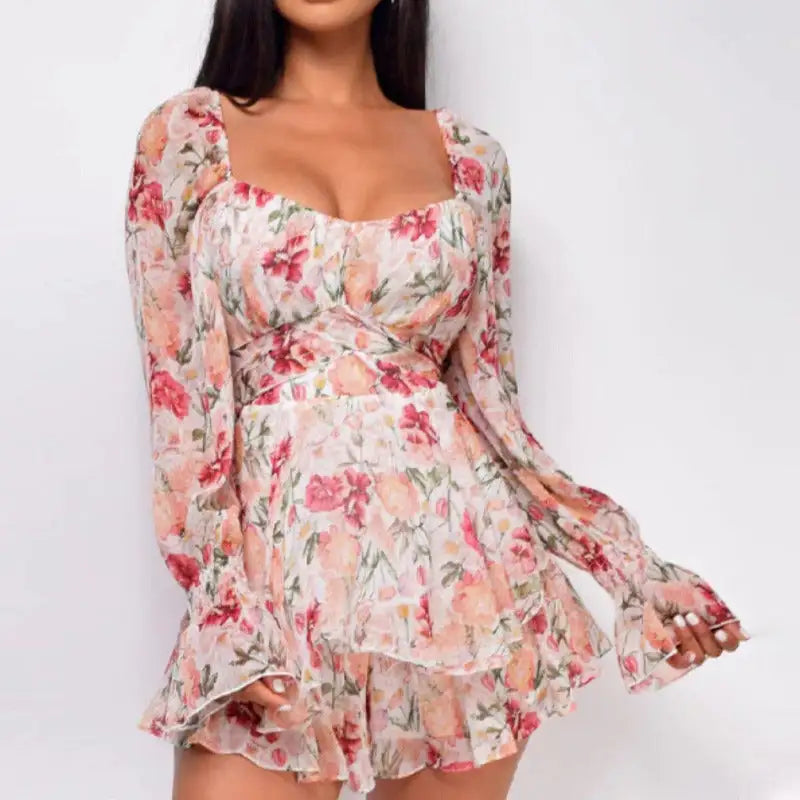 Square Collar Backless Romper for Stylish Summer Fashion