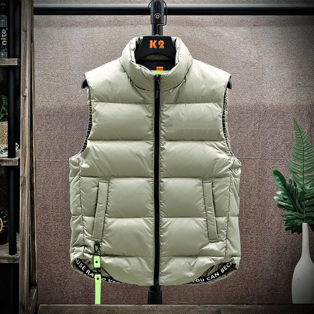 Men's Winter Down Vest - Fashion Stand-Collar Sleeveless Jacket, Solid Thickened Outerwear