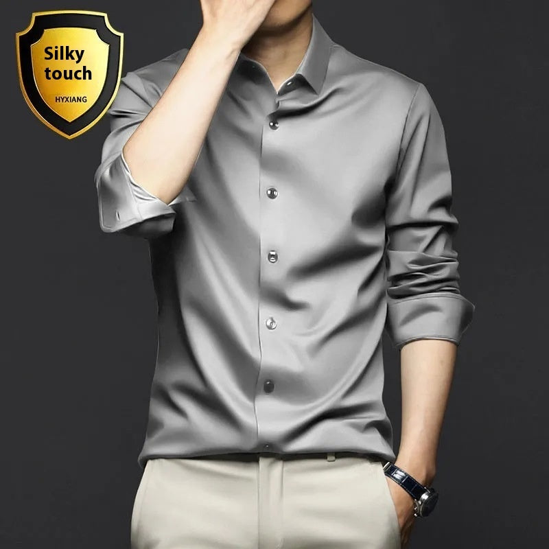 Business High-End Ice Silk Shirt - Luxury Comfort and Style