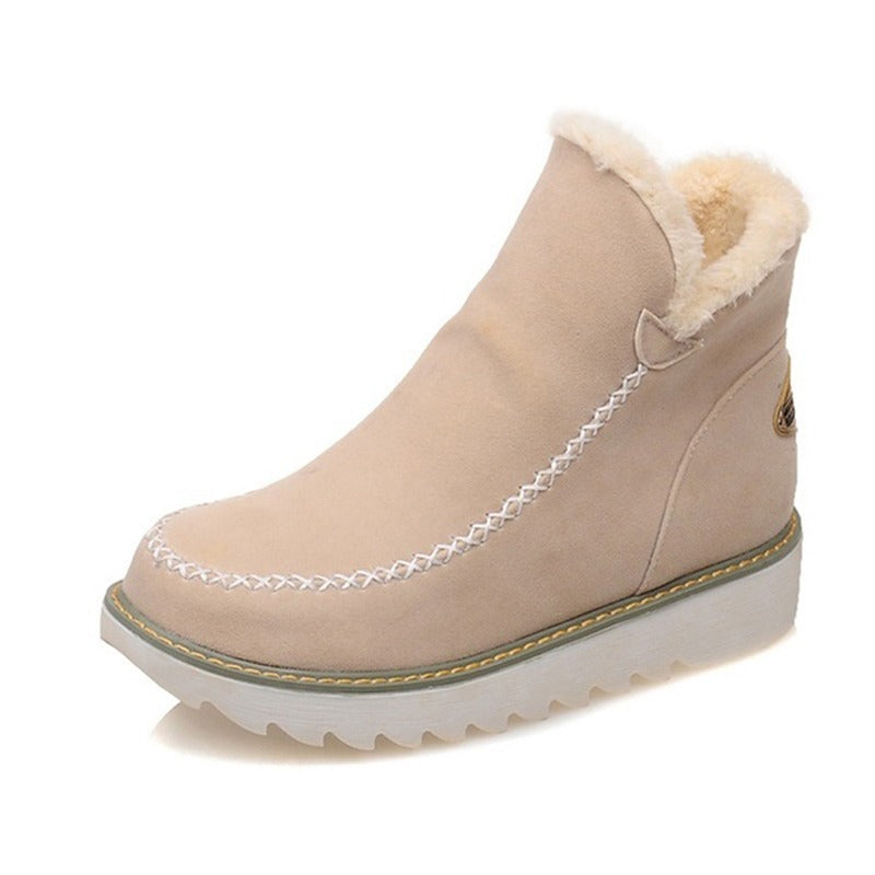 Women Winter Snow Boots Plush Ankle Flats Shoes for Warm Comfort