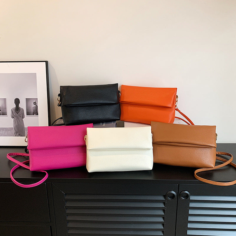 Solid Color French Stick Crossbody Bag for Underarm and Shoulder Use
